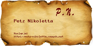 Petz Nikoletta névjegykártya